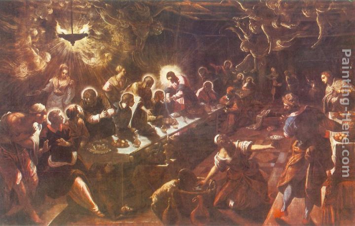 The Last Supper painting - Jacopo Robusti Tintoretto The Last Supper art painting